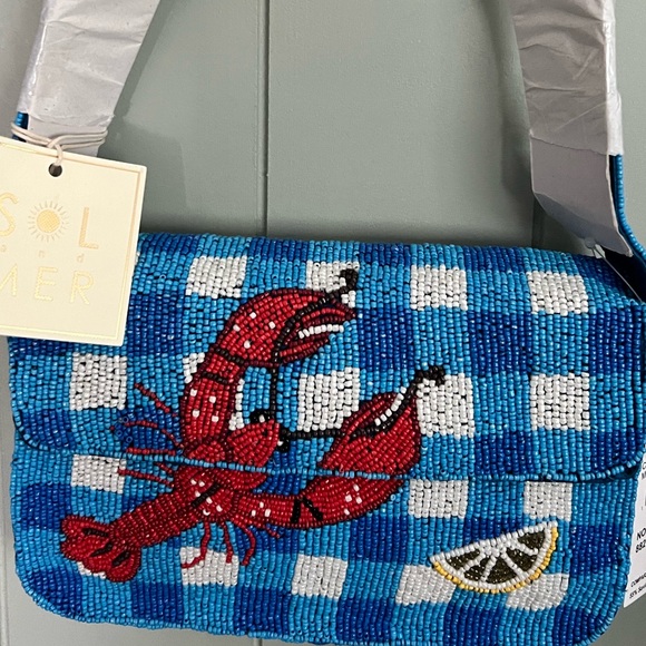 Sol And Mer Handbags - Sol and Mer Lobster Checkered Beaded Bag